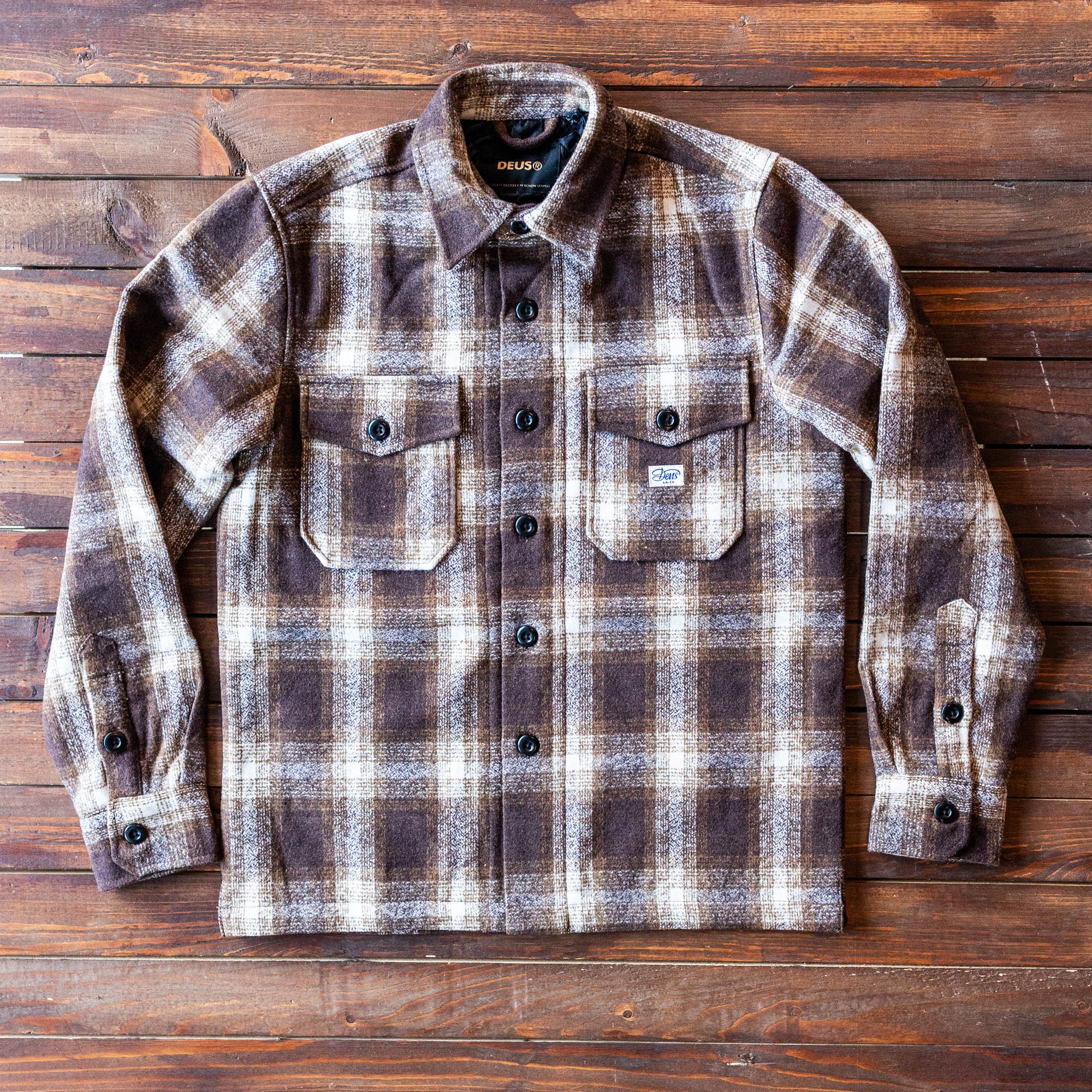 DEUS EX MACHINA - WOOL CHECK SHIRT - Brown Plaid