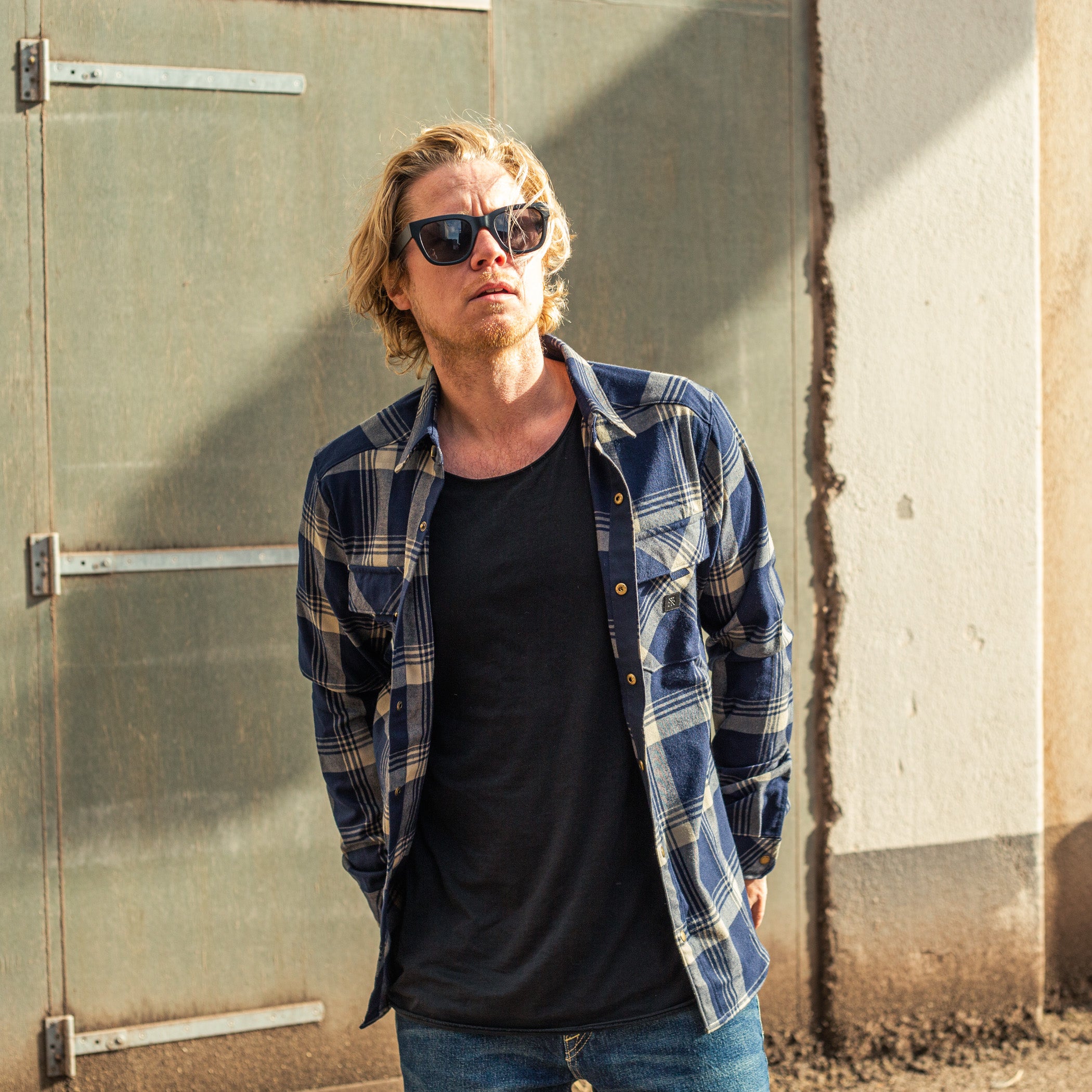 Roark - Diablo Long Sleeve Flannel - SAND/BLUE