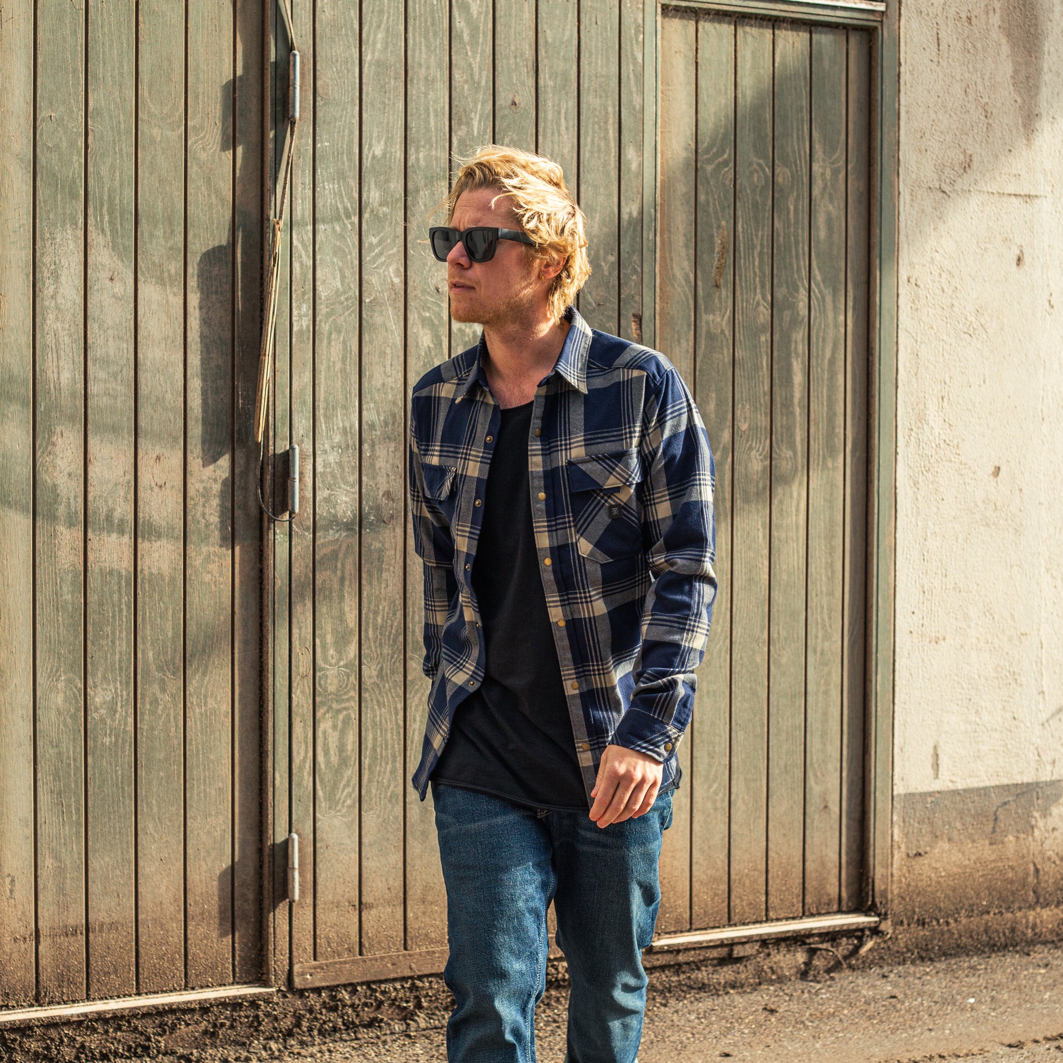 Roark - Diablo Long Sleeve Flannel - SAND/BLUE