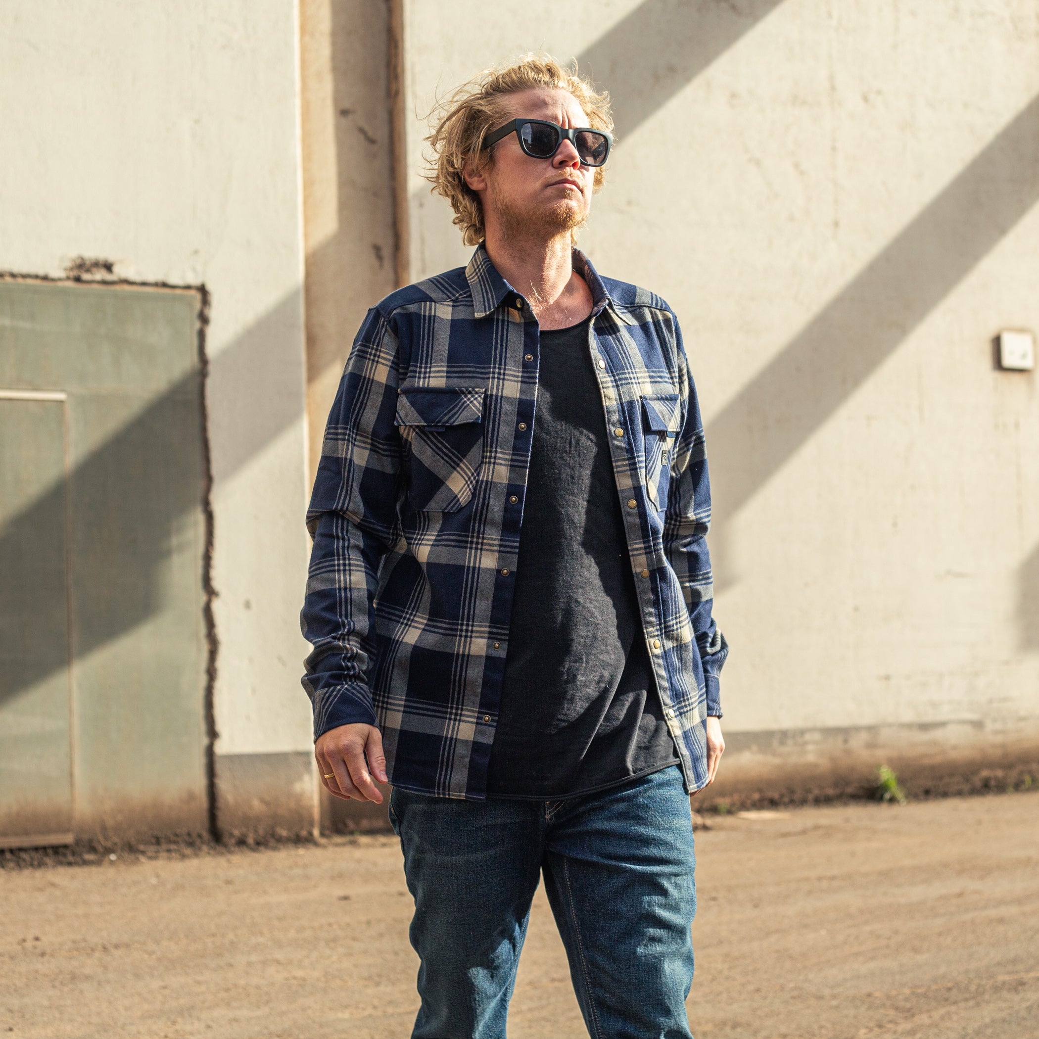 Roark - Diablo Long Sleeve Flannel - SAND/BLUE