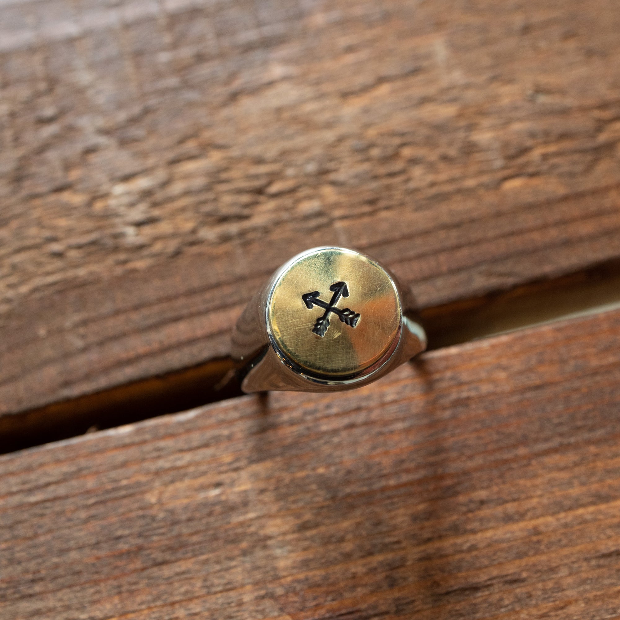 Ring - "Arrows" Stainless steel/brass