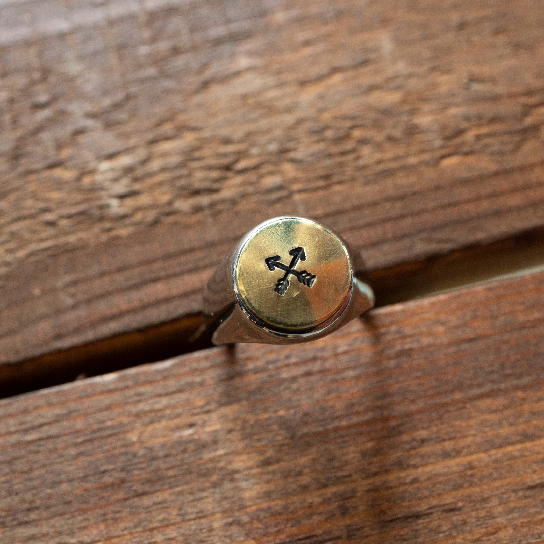 Ring - "Arrows" Stainless steel/brass
