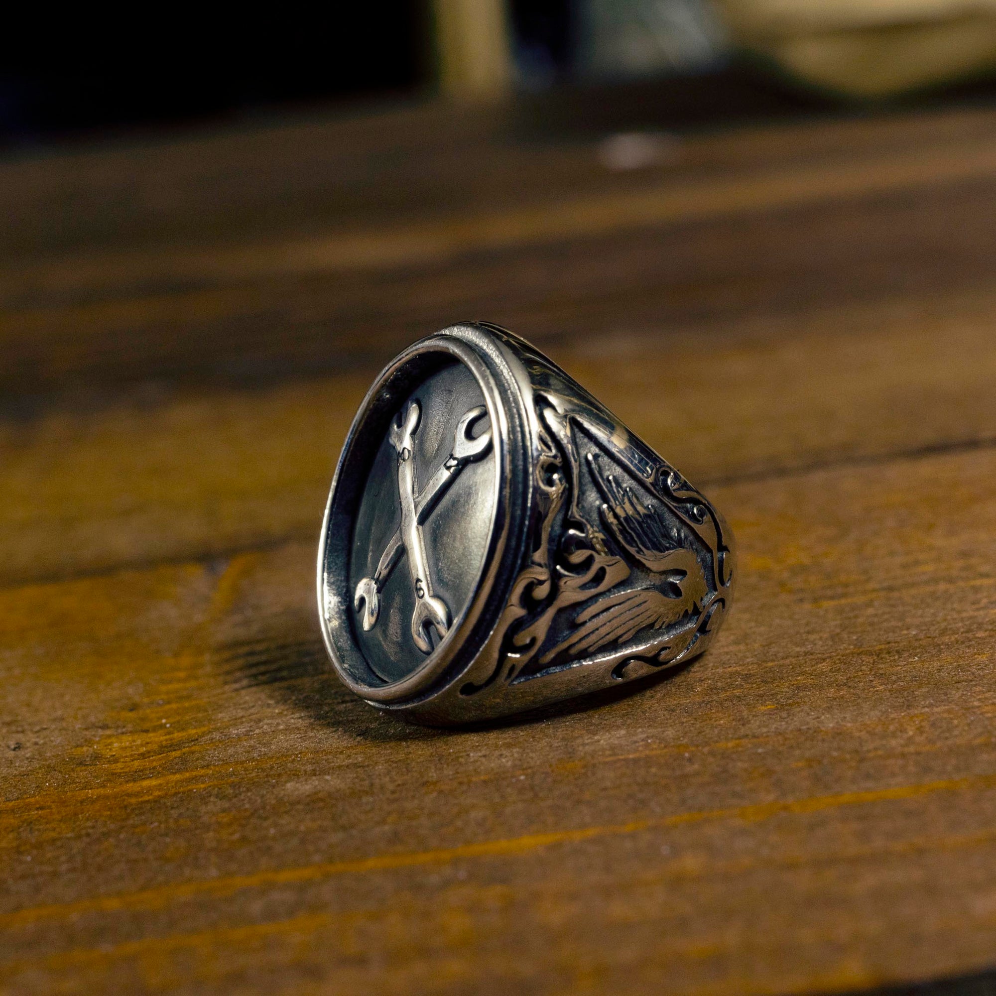 Ring - Signet ring"SPANNERS"Silver & steel