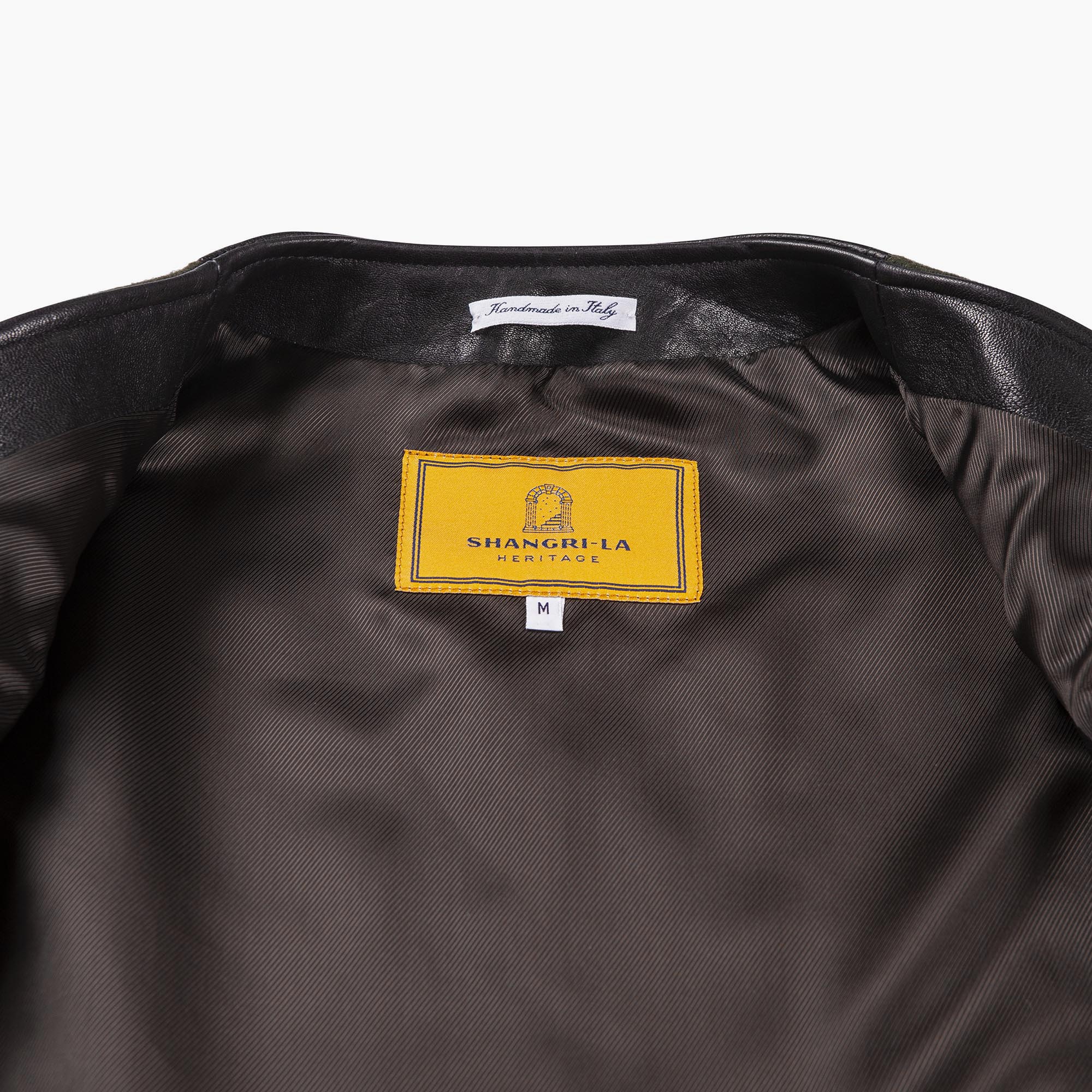 Shangri La - Mandriano Forest Wool Vest - Green/black leather